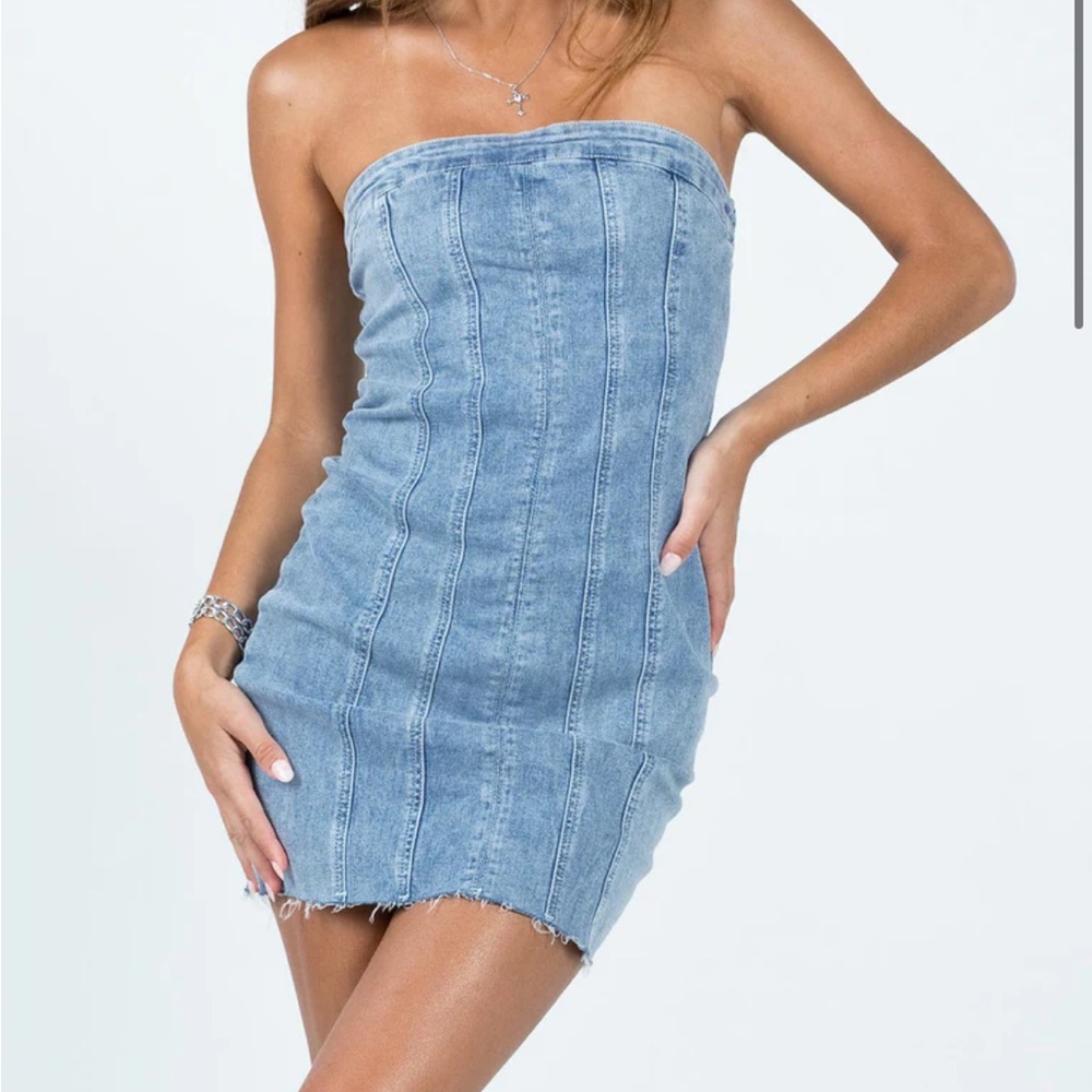 Vici Dolly Denim pocketed mini dress